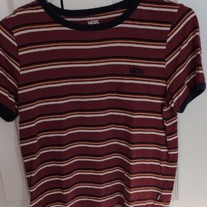 Vans Red and White Striped Short Sleeve Tee